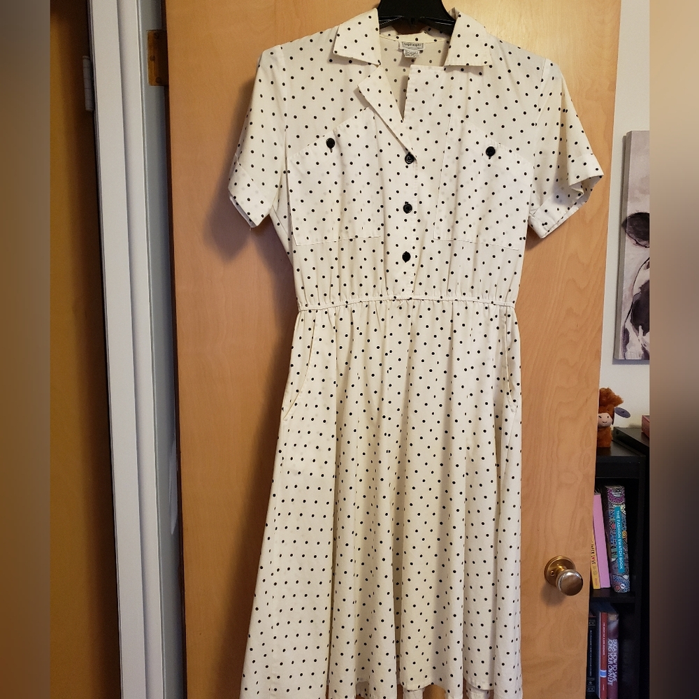 1950's Style Summer Dress B/w Polka Dots